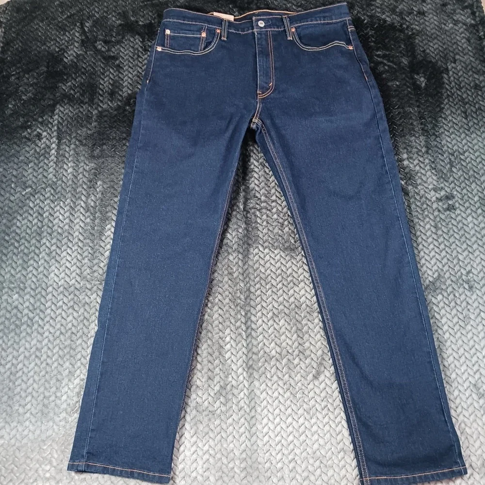 Levi's 502 Taper Fit Jeans Men's Stretch Dark Blue Denim Size 36x32